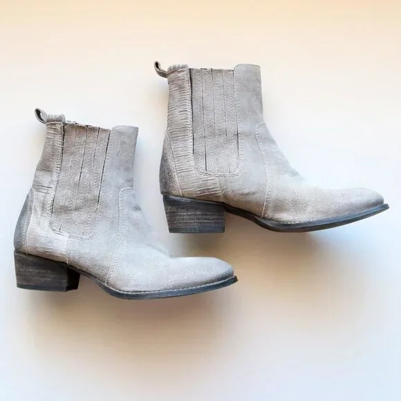 Splendid Grey Suede Leather Western Cowgirl / Cowboy Ankle Boots / Booties Sz. 8 - Picture 12 of 16